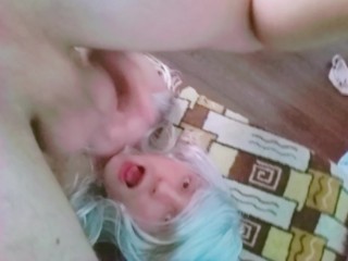 Teen Femboy Cums in His Own Mouth and Swallows – Full mouth of cum